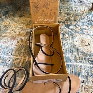 Free People Beige Sandals with Black Straps